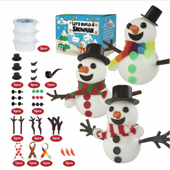Christmas Crafts Supplies,Build a Snowman DIY Clay Kit Fun Holiday Arts Crafts Toys, Dry Snowman Decorating Kit,Creative DIY Winter SnowmanDecorations Christmas Stocking Stuffers for Boys Girls