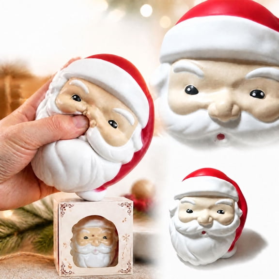 Christmas Creative Santa Claus Head Shaped Squeeze Relaxation Toys, Soft Sensory Squeeze Ball for Student and Adults, Holiday Party Favors Stocking Stuffers 1 Pack