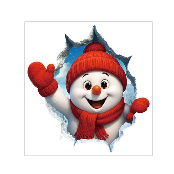 Christmas Creative Wall Sticker 3D Santa Claus Cartoon PVC Vinyl Decal For Indoor Holiday Decor