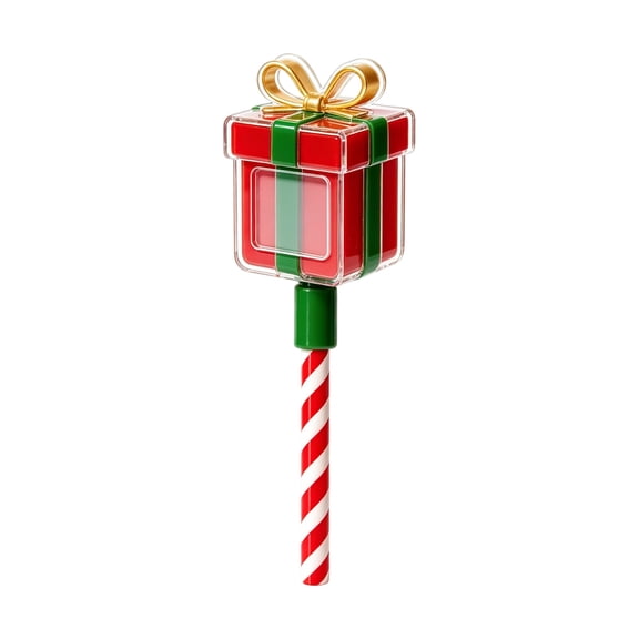 Christmas Credit Card Payment Wand with Gift Box Top and Candy Cane Handle, 11 Inch Holiday Payment Prop