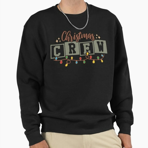Christmas Crew Funny Holiday Lights Team Graphic Unisex Sweatshirt Retro Vintage Art G15374, Up to Size 5XL
