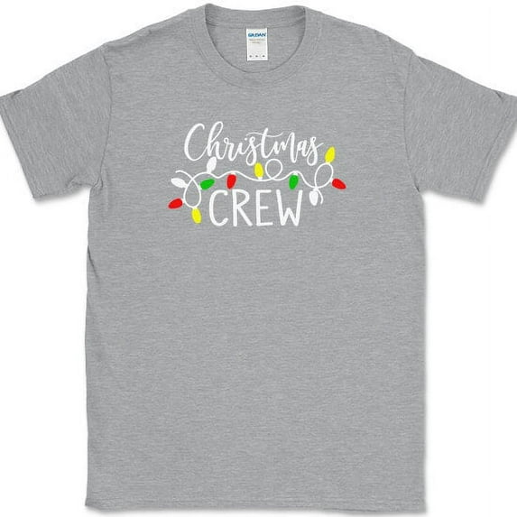 Christmas Crew T-Shirt Funny Group Holiday Xmas Family Gift Text Tee - Heather Grey, XL