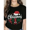 thumbnail image 1 of Christmas Crew T-Shirt For Women, Festive Holiday Graphic Tee With Santa Hat And Candy Cane Design, Perfect For Christmas Parties, Family Matching Outfits, Xmas Celebration, 1 of 7