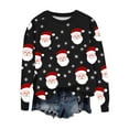 thumbnail image 1 of Christmas Crewneck Sweatshirts Womens Long Sleeve Xmas Pullover Shirts Loose Cute Holiday Tops, M Black, 1 of 4