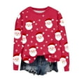 thumbnail image 1 of Christmas Crewneck Sweatshirts Womens Long Sleeve Xmas Pullover Shirts Loose Cute Holiday Tops, M Red, 1 of 4
