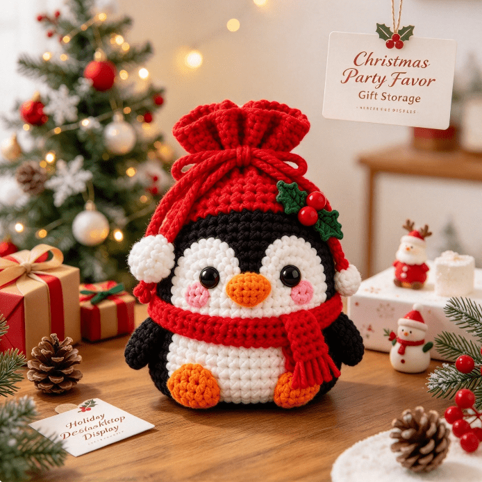 Christmas Crochet Character Gift Pouch, 2027 New Handmade Drawstring ...