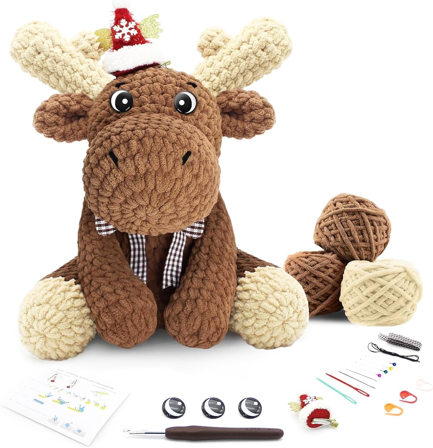 Christmas Crochet Kit for Beginners Adults,Christmas Elk Crochet