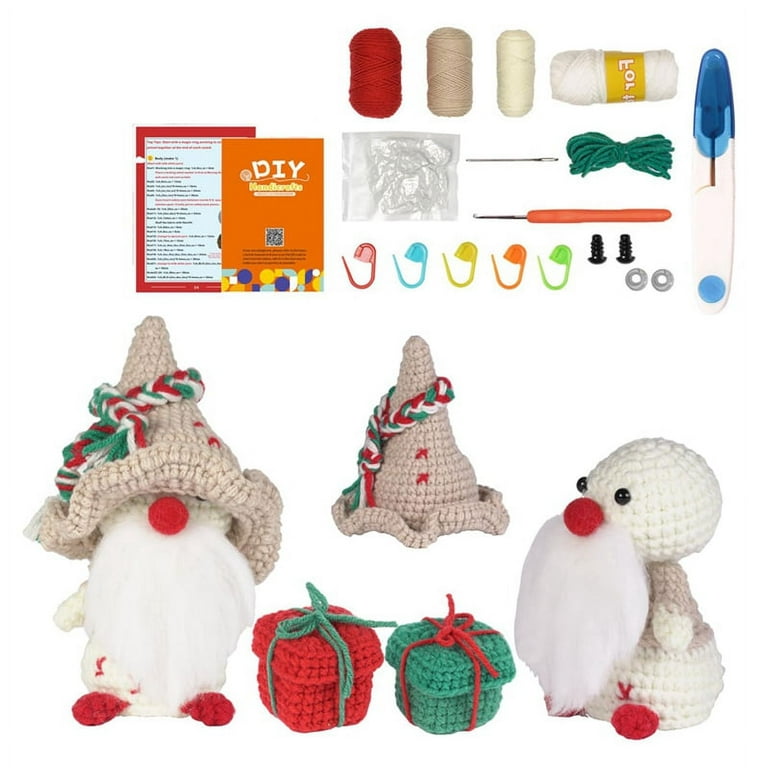 Christmas Crochet Kit for Beginners, Beginners Crochet Kit with  Step-By-Step Video Tutorials Crochet Supplies