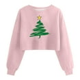 thumbnail image 1 of Christmas Crop Top Sweatshirt for Women Xmas Tree Graphic Pullover Long Sleeve Casual Holiday Tops Winter Sweaters, 1 of 1