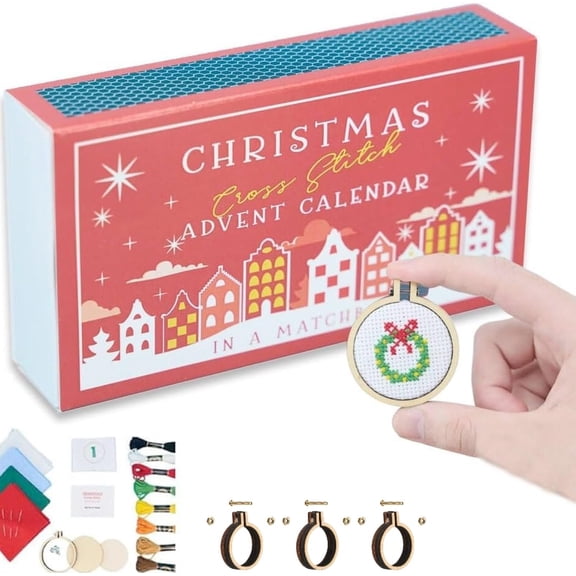 THOPBPRK THOPBPRK 2025 Cross Stitch Advent Calendar – Festive Christmas Countdown Embroidery Kit – Step-by-Step DIY Craft for Beginners – Unique Holiday Gift for Crafters