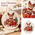 thumbnail image 1 of Christmas Cross Stitch Kit Cute Reindeer in Sweater Embroidery Pattern Round Hoop, 9.5 Inch Pre-Printed Canvas DIY Holiday Wall Decor for Adults, 1 of 5