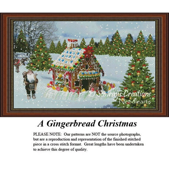 Christmas Cross Stitch Pattern | A Gingerbread Christmas (Pattern Only, You Provide The Floss and Fabric)