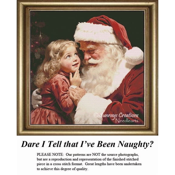 Christmas Cross-Stitch Patterns | Dare I Tell That I've Been Naughty? (Pattern Only, You Provide The Floss and Fabric)