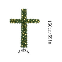 Christmas Crosses Unique Tree - Artificial Christmas Cross with Led Warm White Lights for Home Holiday Festival Decor, 59In