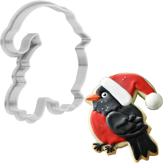 Christmas Crow Wearing Santa Hat Cookie Cutter 4 Inch Made in USA by WONDERTORY