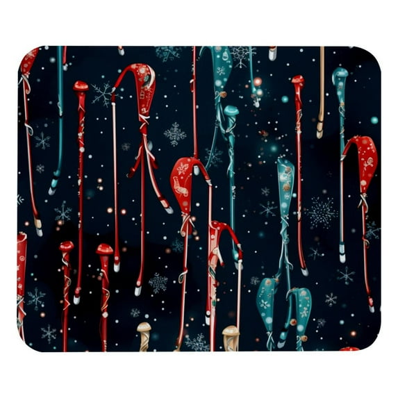 Christmas Crutches Square Gaming Mousepad Desk Mat Non-Slip Rubber Bottom Printed 8.3x9.8 Inch Suitable for Office and Gaming