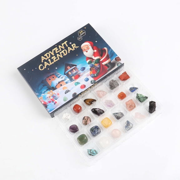 Christmas Crystal Advent Calendar,Gemstones Countdown Box with 24 Gems to Open Each Day, Complete Rock Collection for Women,Men,Teens,Kids,Holiday and Family Fun