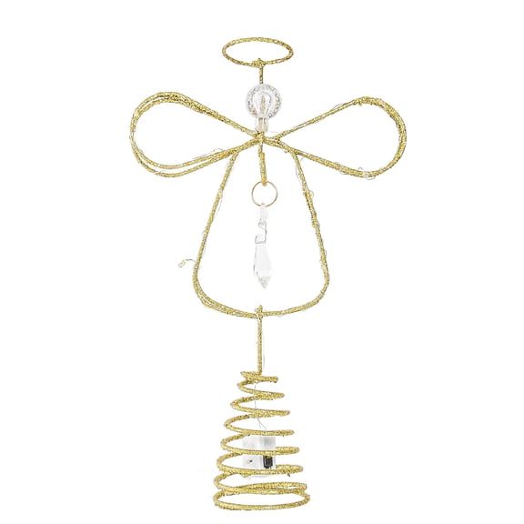 Christmas Crystal Angel Tree Topper with Light-Up Feature, Sturdy Plastic, Versatile Holiday Decoration, Perfect for Christmas Trees, Wreaths, and Centerpieces