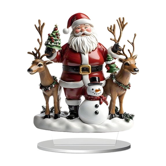 Christmas Crystal Ball Acrylic Ornament – 2D Color Printed Standing Decoration for Desktop, Shelf & Holiday Display – Festive Scene Craft