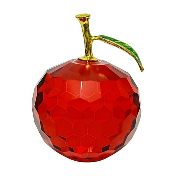 Christmas Crystal Faceted Apple Ornament, Multi-Color Glass Christmas Eve Apple Figurine for Holiday Gifts & Home Decor Xmas (3.34x2.75x2.36 in)