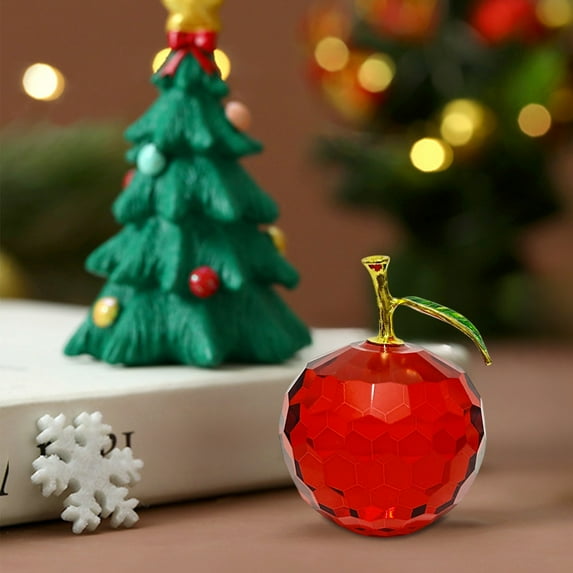 Christmas Crystal Faceted Apples Ornament Glass Apples Figurines Collectibles For Christmas Gifts And Christmas Home Decor, Christmas Gifts Clearance