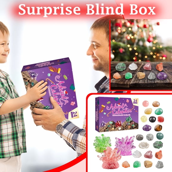 Christmas Crystal Growing Advent Calendar 24 Days, 3D Airplane Box with Stone Growing Kit, Educational Countdown Gift for Kids and Collectors