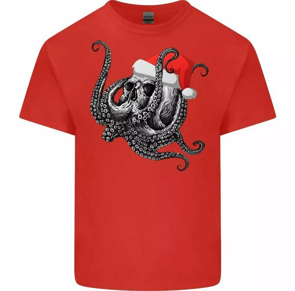 Christmas Cthulhu Skull TShirt Kraken Octopus Scuba Diver Biker