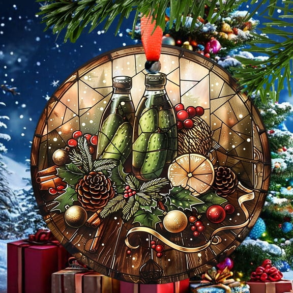 Christmas Cucumber Pickle Christmas Ornament, Ceramic/Acrylic Ornament, Keepsake for Mother, Festive Memory 2025, Festival Season Ornament, Romantic Valentine Decor