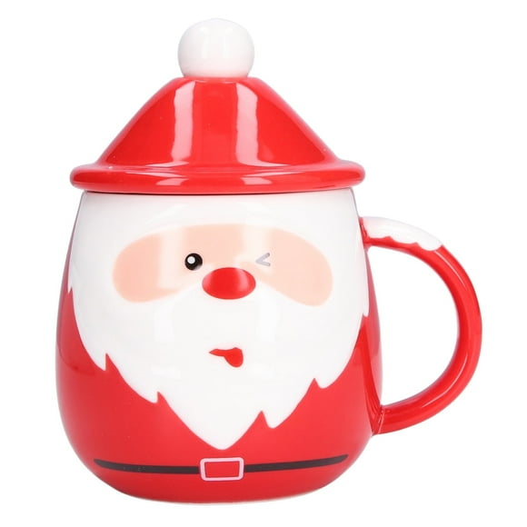 Christmas Cup Large Capacity Ceramic Tea Milk Cup Coffee Mug with Lid Spoon for Home (450ml ) C