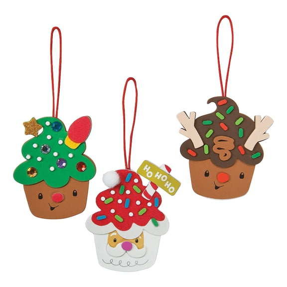 Christmas Cupcake Characters Ornament Craft Kit, Makes 12, Craft Kits, Christmas, 12 Pieces
