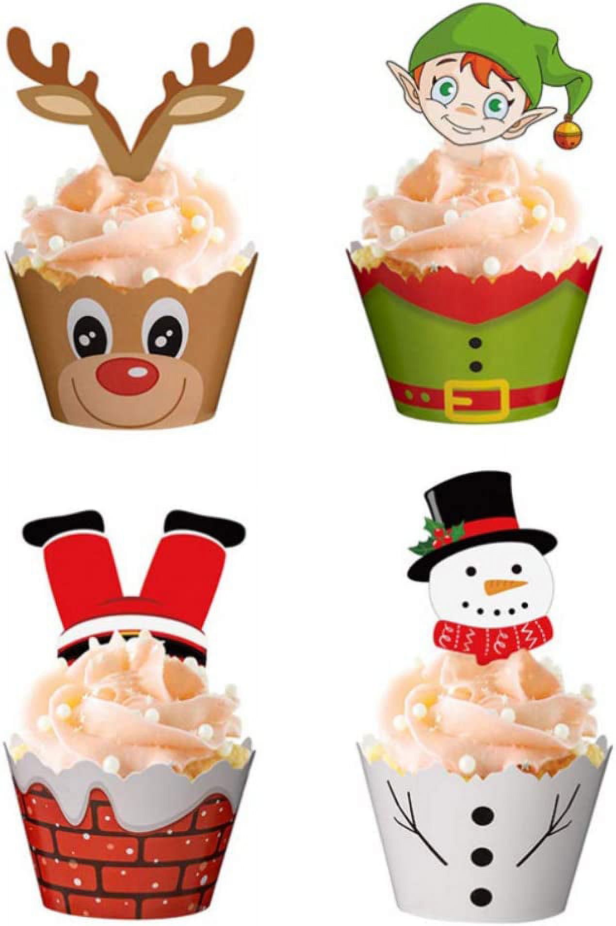 Christmas Cupcake Wrappers,Christmas Cupcake Toppers Wrappers,Cupcake Christmas Decorations,Xmas