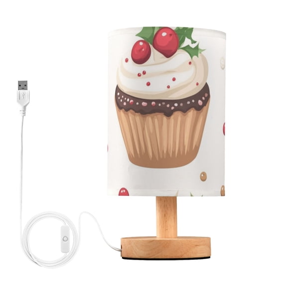 Christmas Cupcakes Cute Table Lamp with USB Port LED Warm Light Lamp Night Light Home Decor