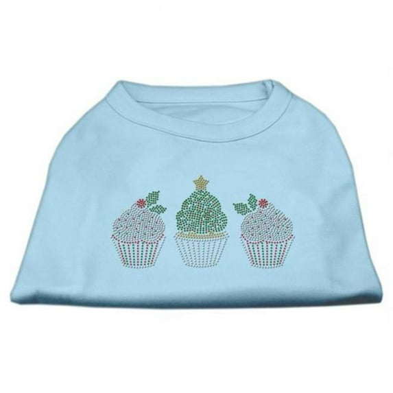 Christmas Cupcakes Rhinestone Shirt Baby Blue XS - 8