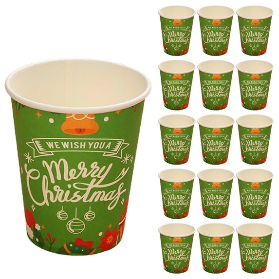 Christmas Cups Disposable,16PC Christmas Disposable Cups,Christmas Paper Cups Christmas Party Supplies Drinking Paper Cups For Party Holidays Hot Cold Beverages Dinnerware Decorations