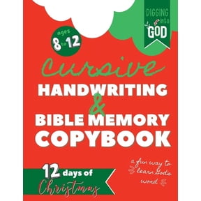 Christmas Cursive Handwriting & Bible Verse Copybook For Kids Ages 8 to 12: Trace Scripture Verses and Help Children Und, (Paperback)