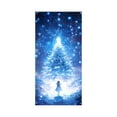 thumbnail image 1 of Christmas Curtain - Blue Starry Sky Xmas Tree Series, Holiday Indoor and Outdoor Door Wall Decoration Banner, Holiday Party Photography Background, 1 of 2
