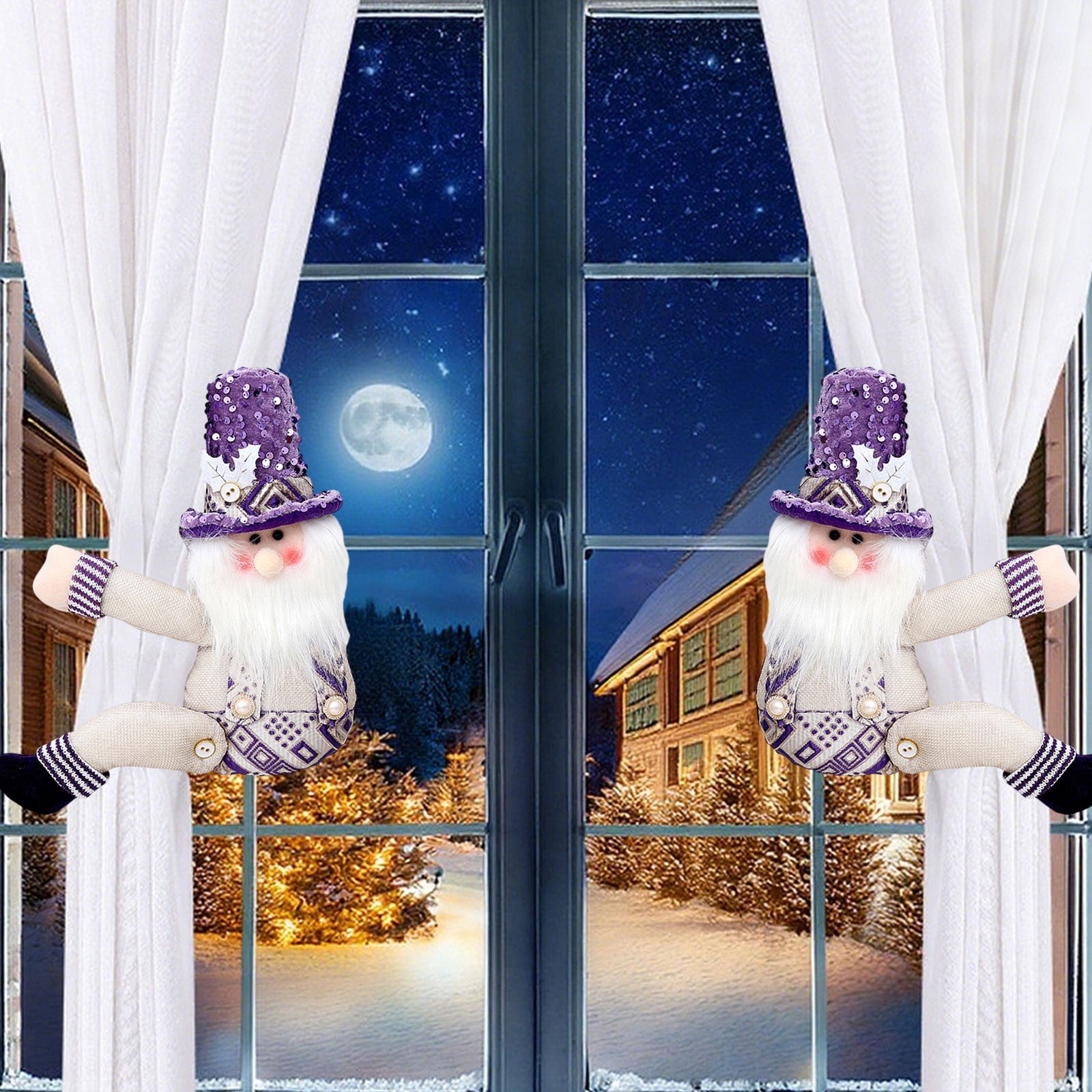 2 Pack Christmas Gnome Curtain Tiebacks - Festive Holiday Decor For Windows & Home