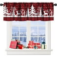 thumbnail image 1 of Christmas Curtain Kitchen Valances for Windows,Red Xmas Tree Bear Deer Farmhouse Mountain Valance Window Treatments for Kitchen 54x18 Inch, 1 of 6