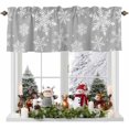 thumbnail image 1 of Christmas Curtain Valances, Xmas Snowflake Gray Merry Christmas Rod Pocket Valance Tier Curtains Window Treatment Drapes for Kitchen Living Room Bedroom Windows, 54x18 Inch 1 Panel, 1 of 8