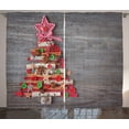 thumbnail image 1 of Ambesonne Christmas Curtains 2 Panel Set, Tree Bottons Star, 108" x 96", Multicolor, 1 of 3