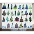 thumbnail image 1 of Ambesonne Christmas Curtains 2 Panel Set, Watercolor Fir Trees, 108" x 108", Multicolor, 1 of 3