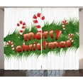 thumbnail image 1 of Ambesonne Christmas Curtains 2 Panel Set, Candy Canes Garland, 108" x 108", Emerald Red, 1 of 3
