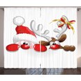 thumbnail image 1 of Ambesonne Christmas Curtains 2 Panel Set, Funny Santa Reindeer, 108" x 84", Vermilion Caramel White, 1 of 3