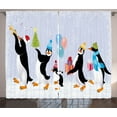 thumbnail image 1 of Ambesonne Christmas Curtains 2 Panel Set, Penguins in Caps, 108" x 96", Multicolor, 1 of 3