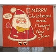 thumbnail image 1 of Ambesonne Christmas Curtains 2 Panel Set, Santa and Yellow Bird, 108" x 63", Ivory Orange, 1 of 3