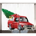 thumbnail image 1 of Ambesonne Christmas Curtains 2 Panel Set, Red Farm Truck, 108" x 90", White Red, 1 of 3