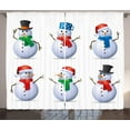 thumbnail image 1 of Ambesonne Christmas Curtains 2 Panel Set, Snowmen with Hats, 108" x 108", Multicolor, 1 of 3