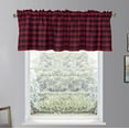 thumbnail image 1 of Christmas Curtains Buffalo Plaid Decoration Kitchen Valance Curtains Buffalo Check Farmhouse Living Room Treatment Decor Curtains 16.14" x 51.18" 1 Pack, 1 of 6