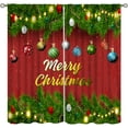 thumbnail image 1 of Christmas Curtains, Color Xmas Balls Green Pine Leaves New Year Red Print Window Treatment for Living Room Bedroom Kitchen Drapes 2 Panel Sets, 84x84 Inch, 1 of 7