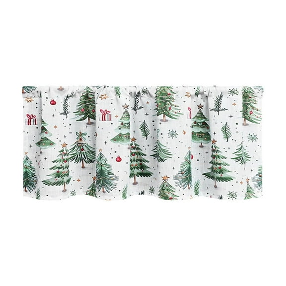 Christmas Curtains, Kitchen Curtains, Christmas forest Short Curtains with Green Tree Pattern, Polyester Material, 140x70cm Size, Sunshade Curtains, Partition Curtains, Easy Installation